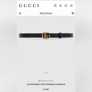 Size 85 GUCCI leather belt with double buckle.